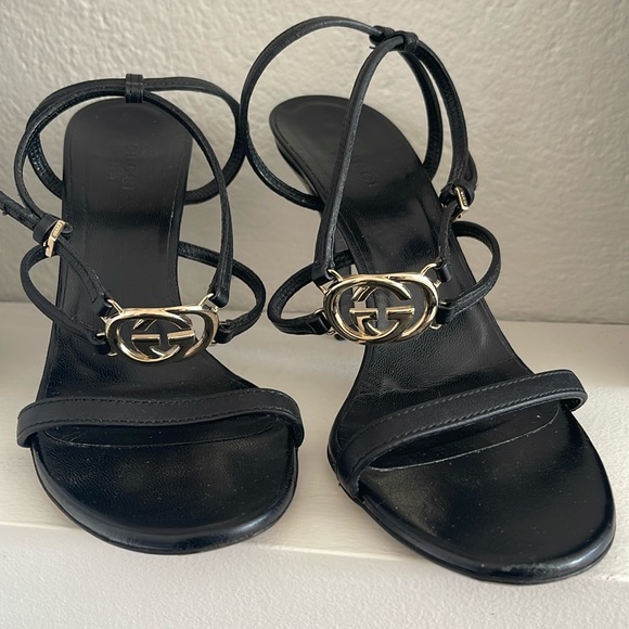 Gucci Logo Leather Sandals - Picture 1 of 14